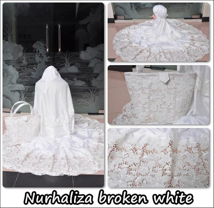 MUKENA DEWASA SATIN SILK NURHALIZA BROKEN WHITE