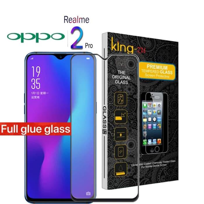For 5D Oppo Realme 2 Pro 2018 King Zu Anti Gores Kaca NEW 2018 2018 Full Body Glue Tempered Glass For Oppo Realme 2 Pro Screen Protector 9H Full Cover Glass (Hitam)