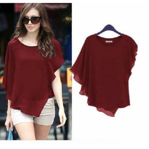 SUPPLIER GROSIR 15683 U21 BAJU ATASAN WANITA CEWEK DEWASA PAKAIAN BLOUSE LENGAN PENDEK TERBARU KEKINIAN TREND MODERN JAMAN NOW WARNA MAROON MURAH TERMURAH BAHAN SILKT TWISCONE