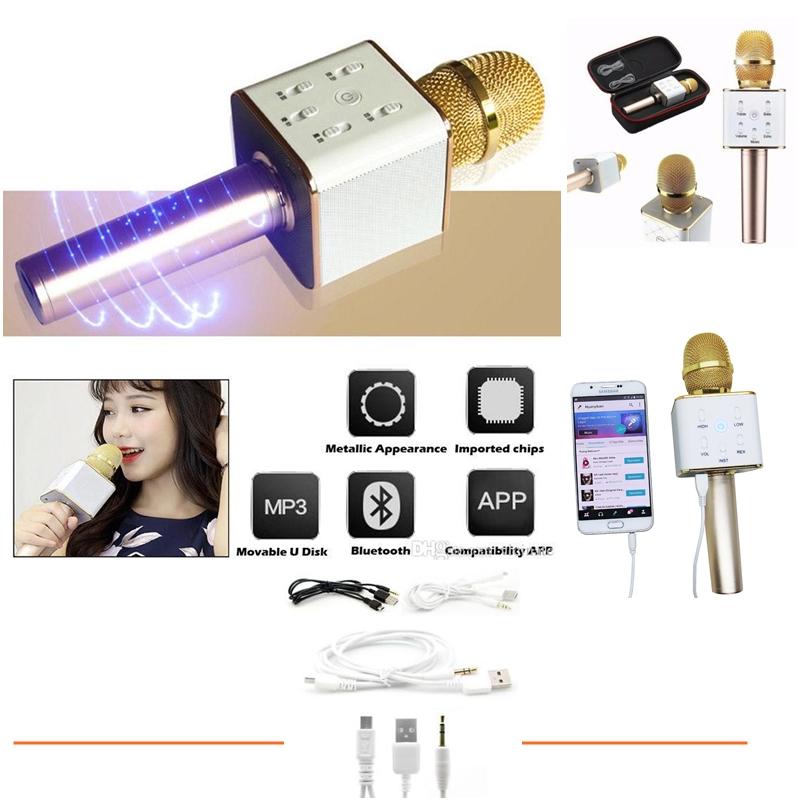 Mic Karoke Tuxun Q7 Bluetooth Wireless Microphone - gold