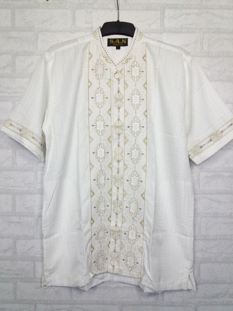 Zos Baju Koko Kemeja Koko Bordir Muslim Pria Lengan Pendek Kerah Shanghai Baju Batik Koko Muslim Lengan Kerja Formal Casual Kondangan Modern