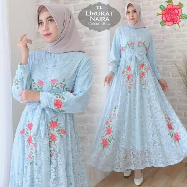 (TERBARU) DRESS BRUKAT IMPORT GAMIS JUMBO MEWAH BAJU PESTA MODERN MODEL TERLARIS BORDIR BUNGA ASLI REALPIC ORI (Green)