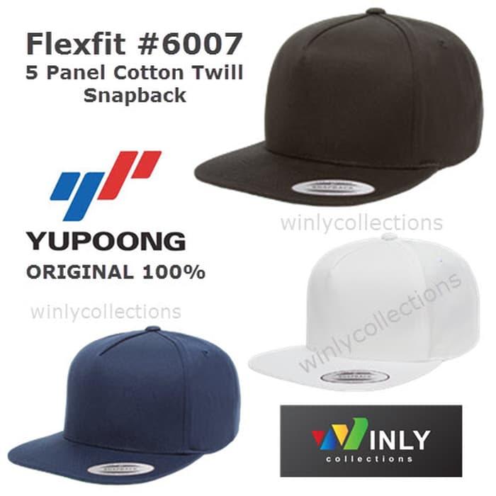 Hot Item!! Topi Flexfit 5 Panel Cotton Twill Snapback 6007 Yupoong Ori - ready stock