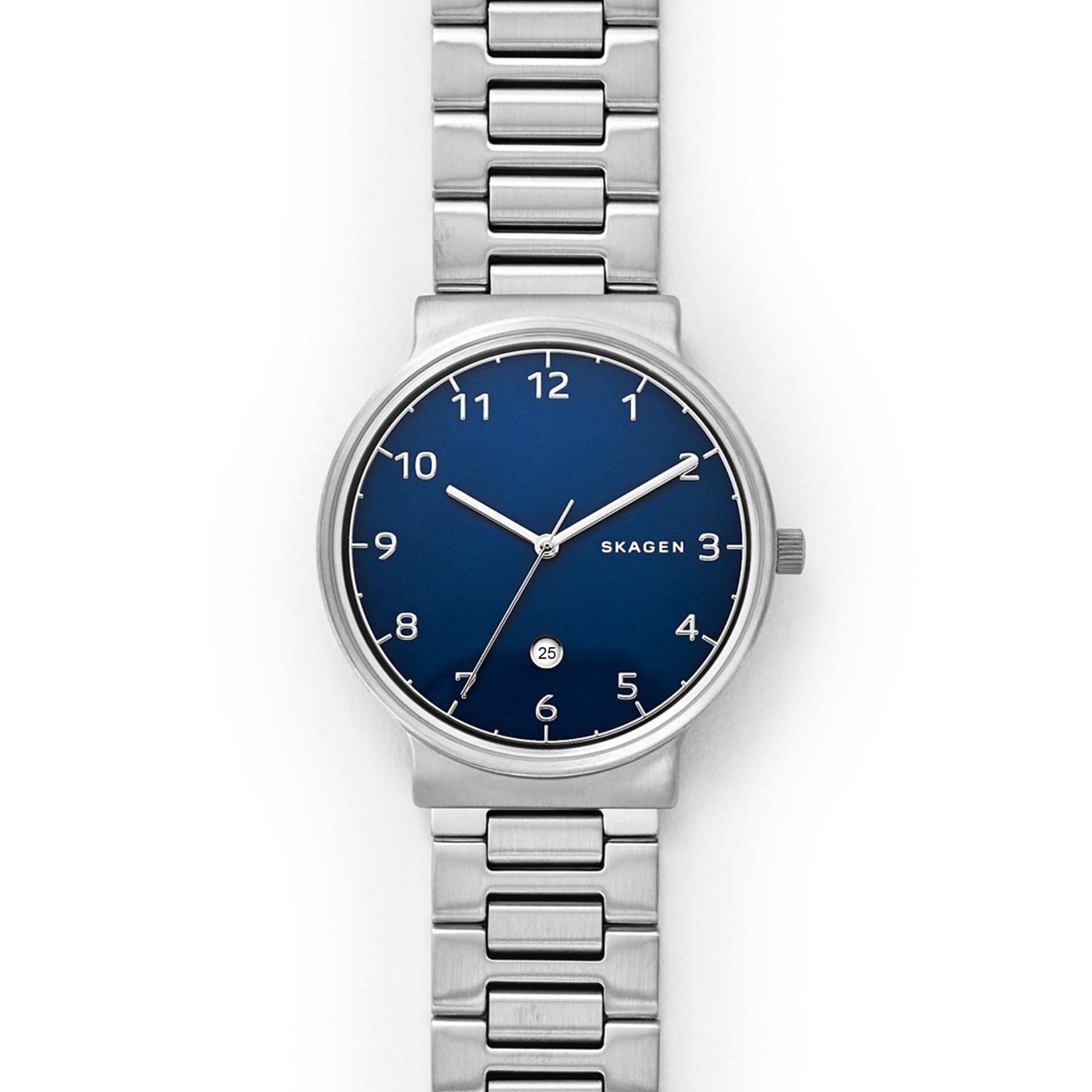 Skagen Ancher - Blue Round Dial 40mm - Stainless Steel - Silver - Jam Tangan Pria - SKW6295 - SL