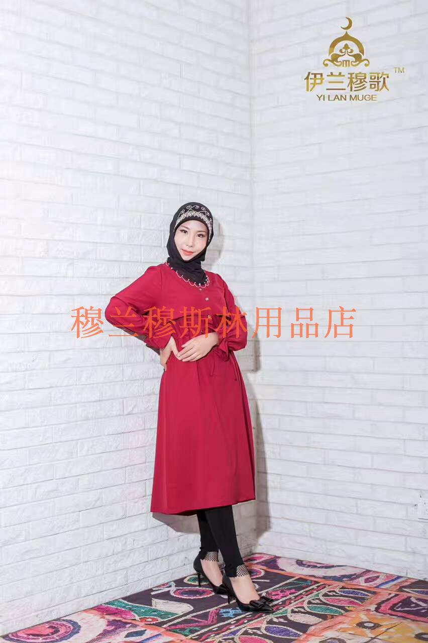 Model baru Highwaist seri Gesper Korea Selatan rami gaun Islam pakaian ibadah keluarga 回民 pakaian gamis bertali