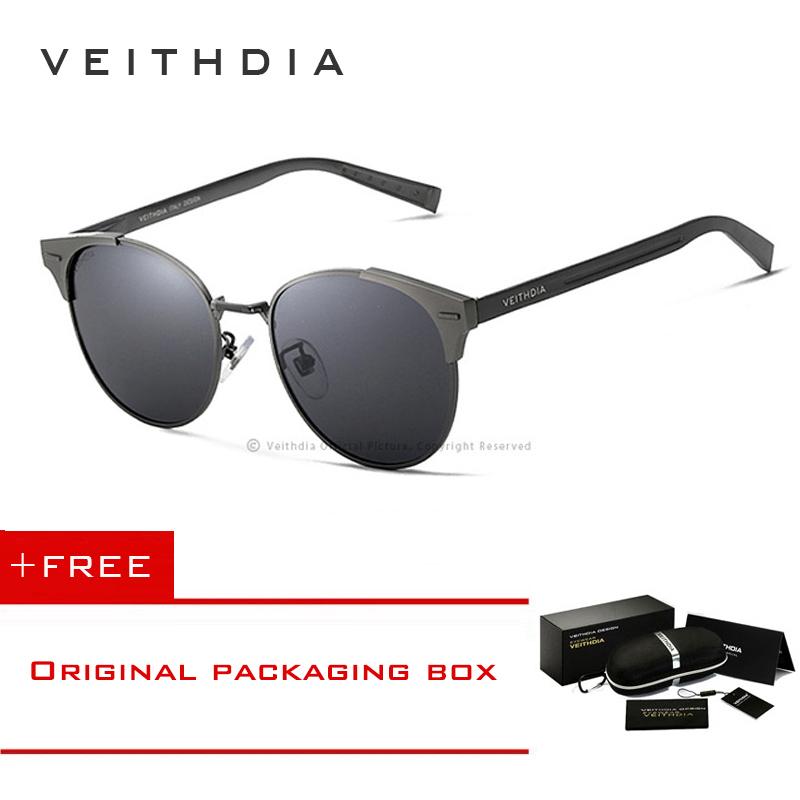 VEITHDIA Unisex Kacamata Retro Aluminium Merek Lensa Terpolarisasi Aksesoris Kacamata Vintage Kacamata Matahari Pria Wanita 6109