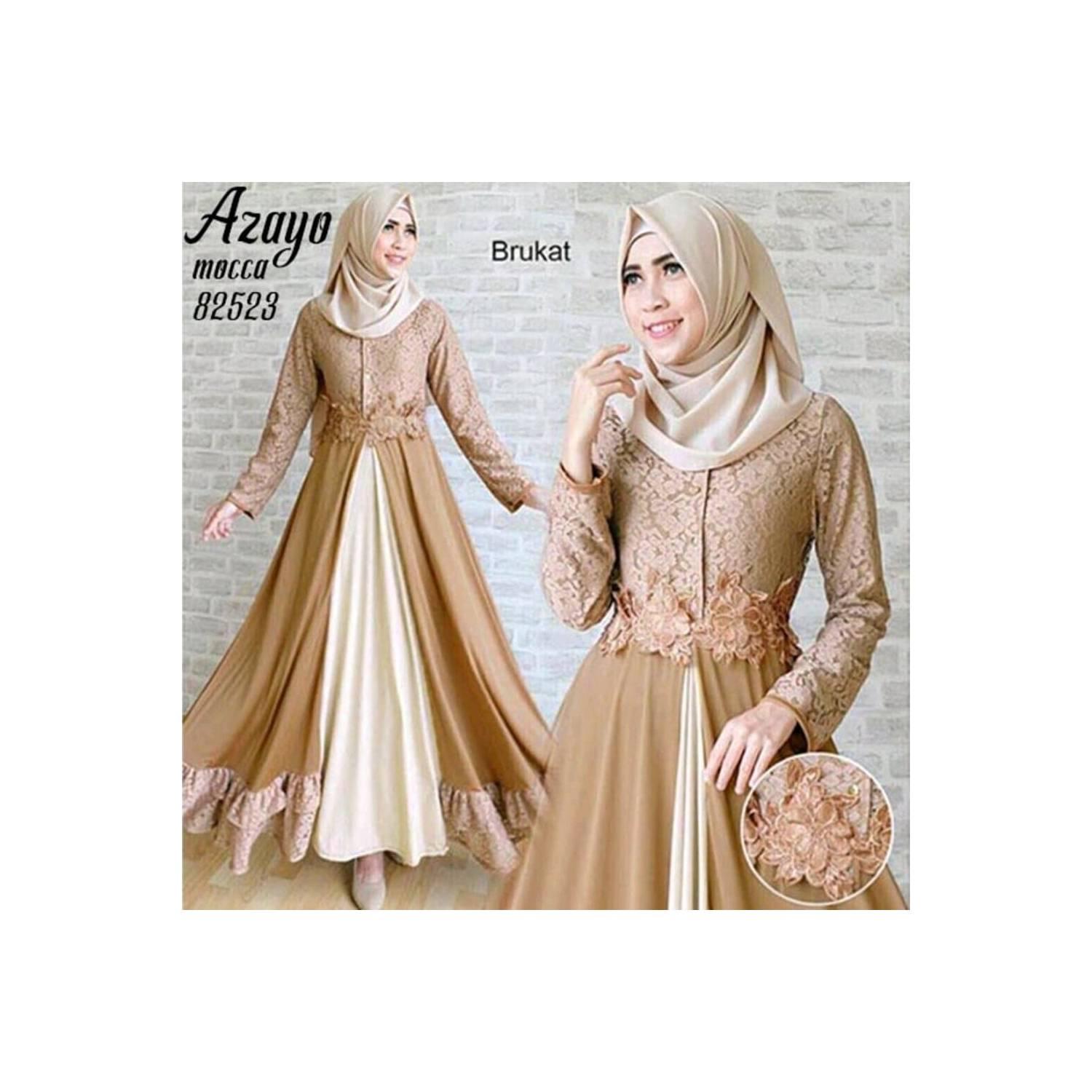 Baju Gamis Pesta Muslimah Zoya Mocca Diskon