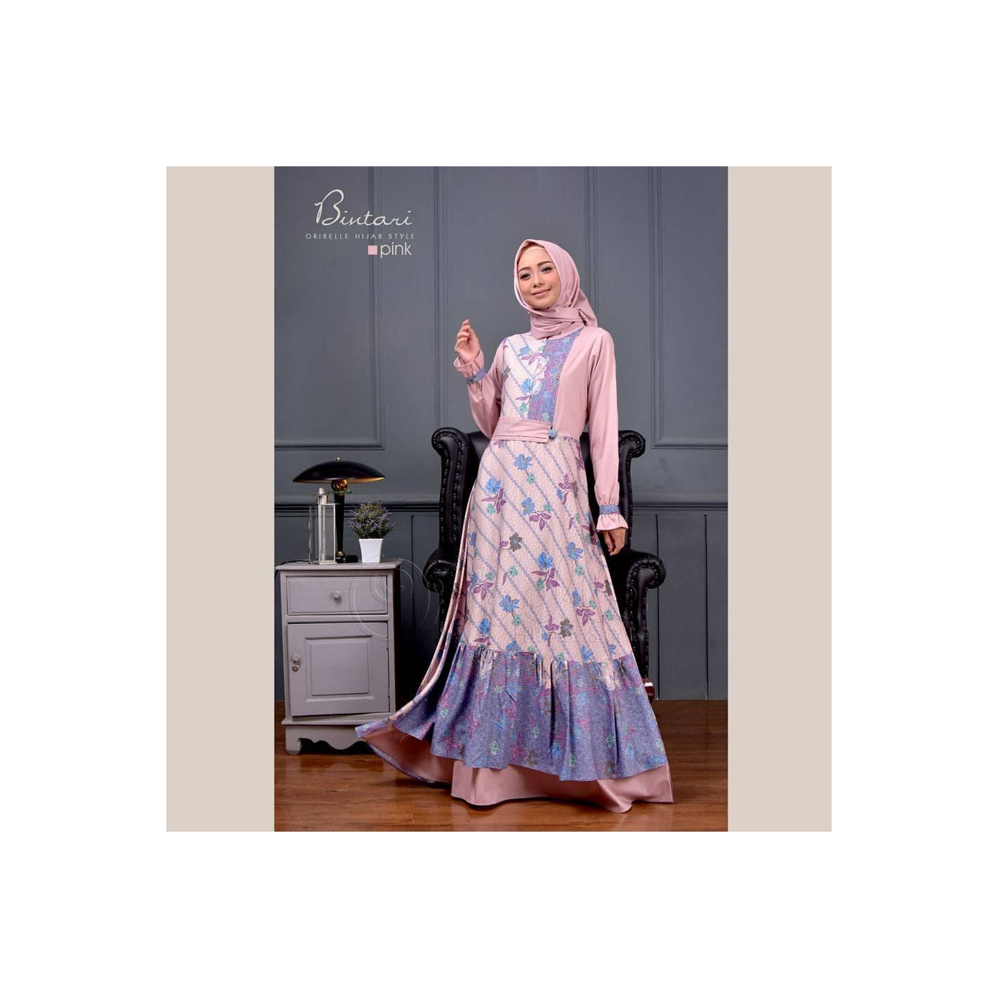 Bintari pink Oribelle gamis batik kombinasi berkualitas gamis murah