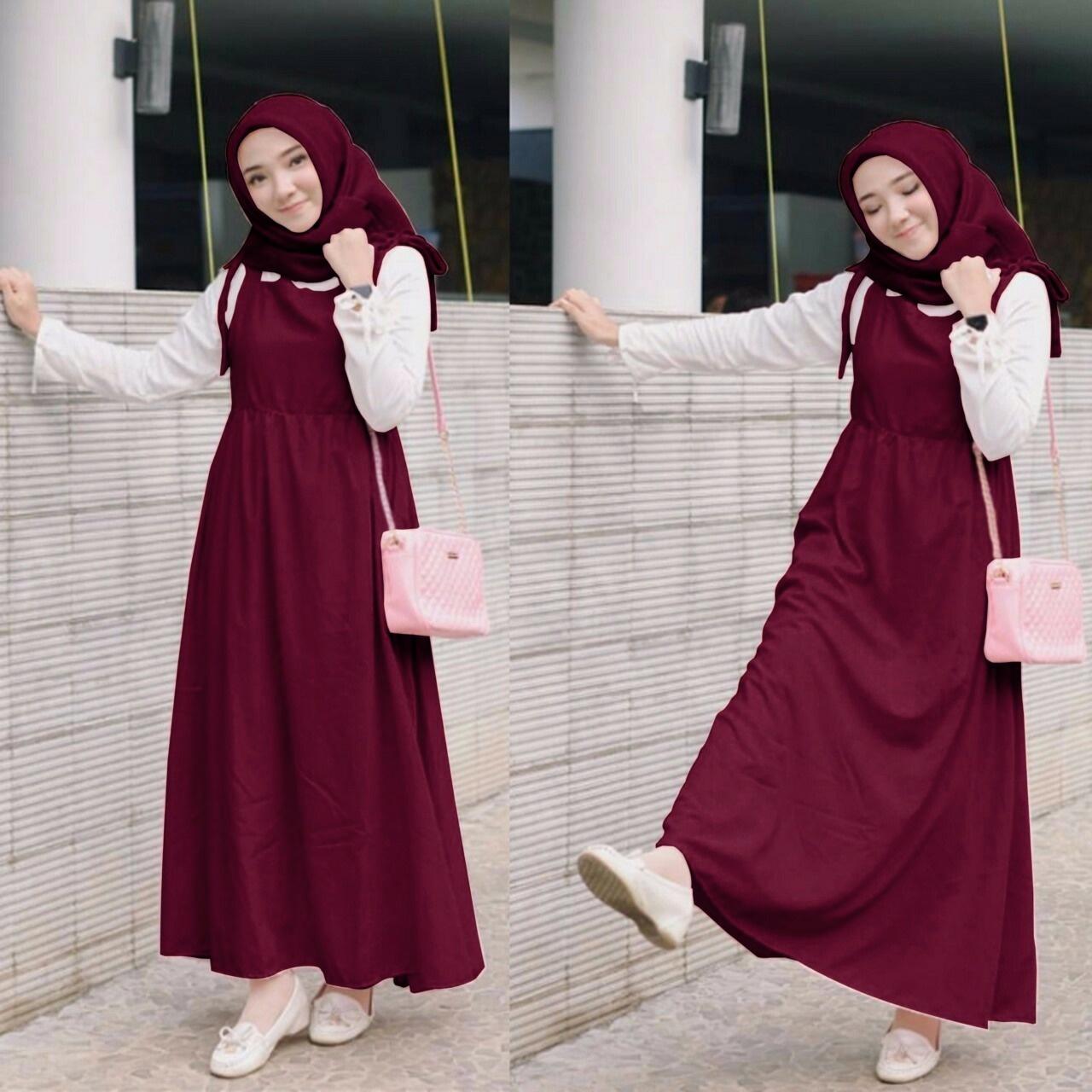 DIONISIA Overall Maxi Dress Muslim Wanita Gamis Terbaru Lengan Panjang Pashmina WAKANDA