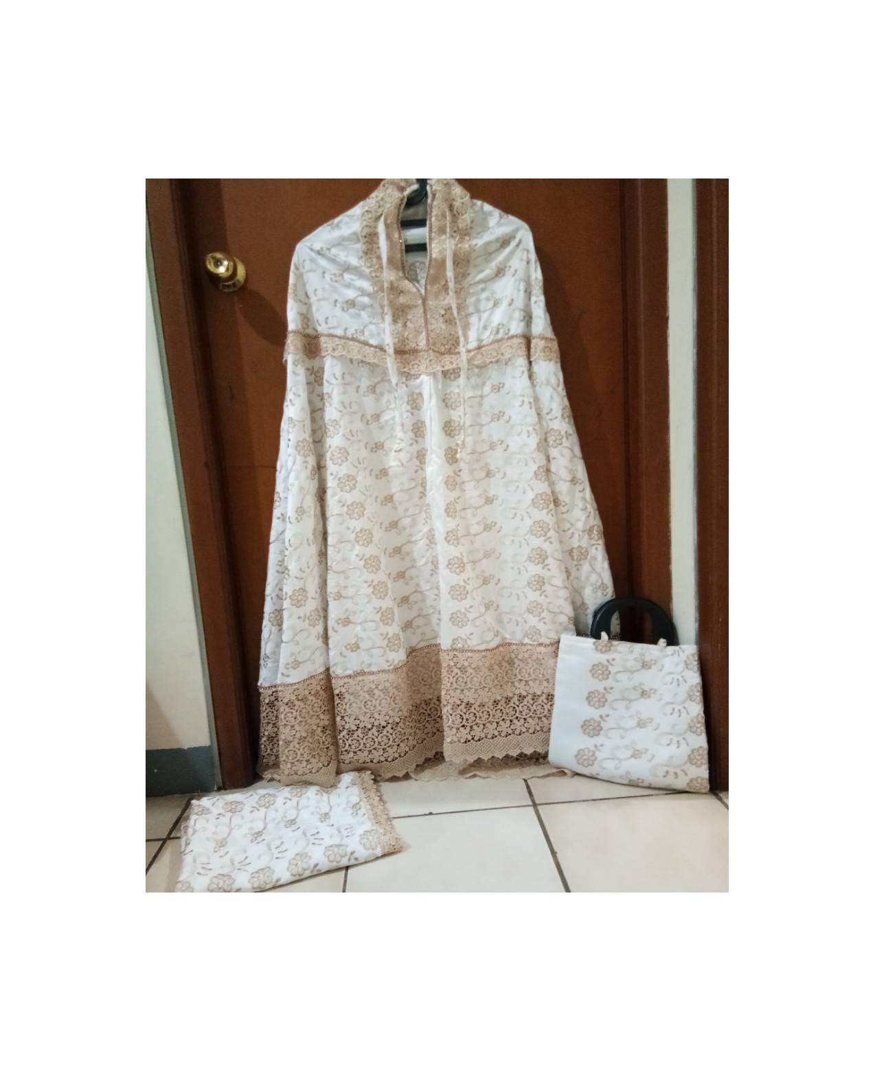 Mukena Sutra Prada Swarovski Milo Renda Keong Mas