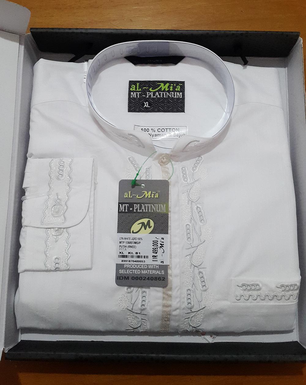 Baju Koko Pria Muslim Lengan Panjang ALMIA MTPL138 - PUTIH