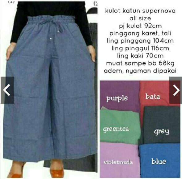 Kulot katun supernova/ jumbo wanita/ celana hamil wanita/ celana polos panjang/ murah/ setelan kulot