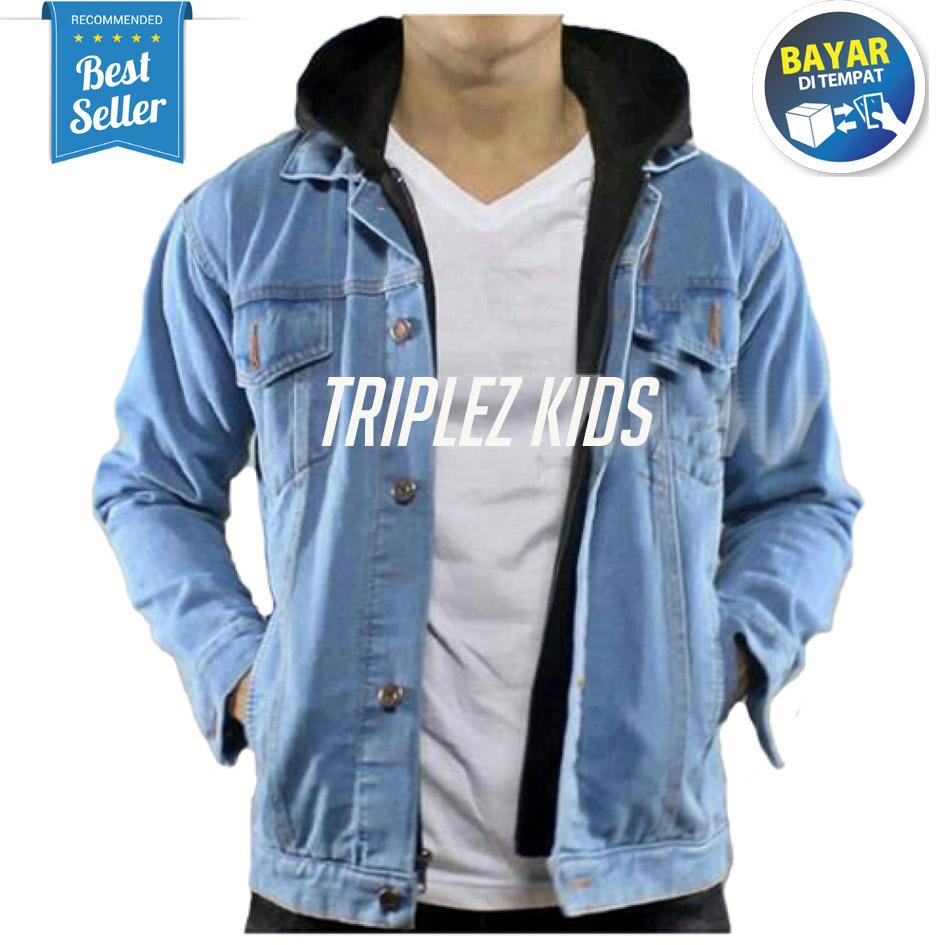 Zens Jaket Ariel Denim Hoodie Best Seller - Blue Wash