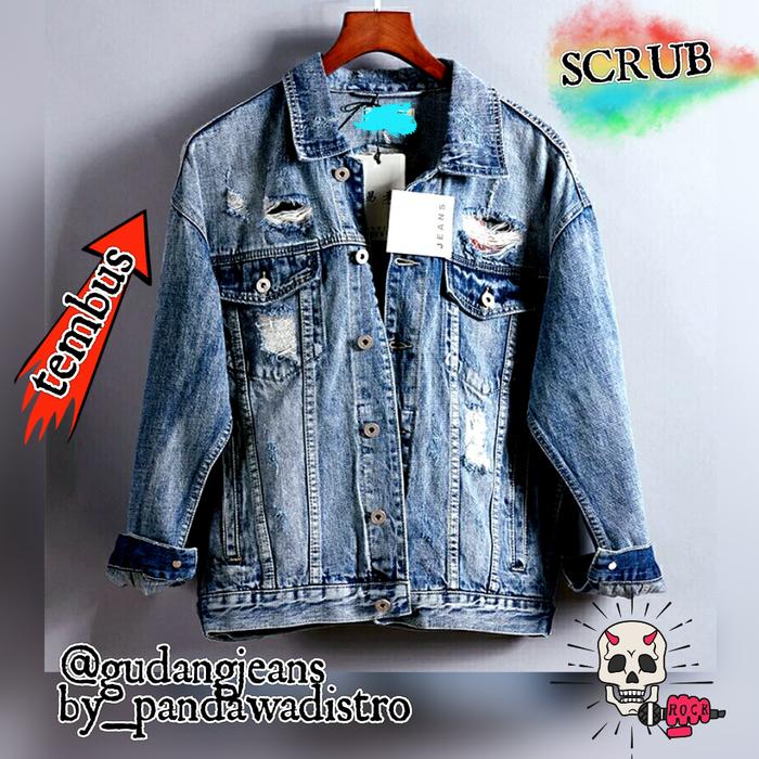 Best Seller!! Jaket Jeans Jaket Levis Jaket Tebal Jaket Ripped Jaket Sobek Realpict - ready stock