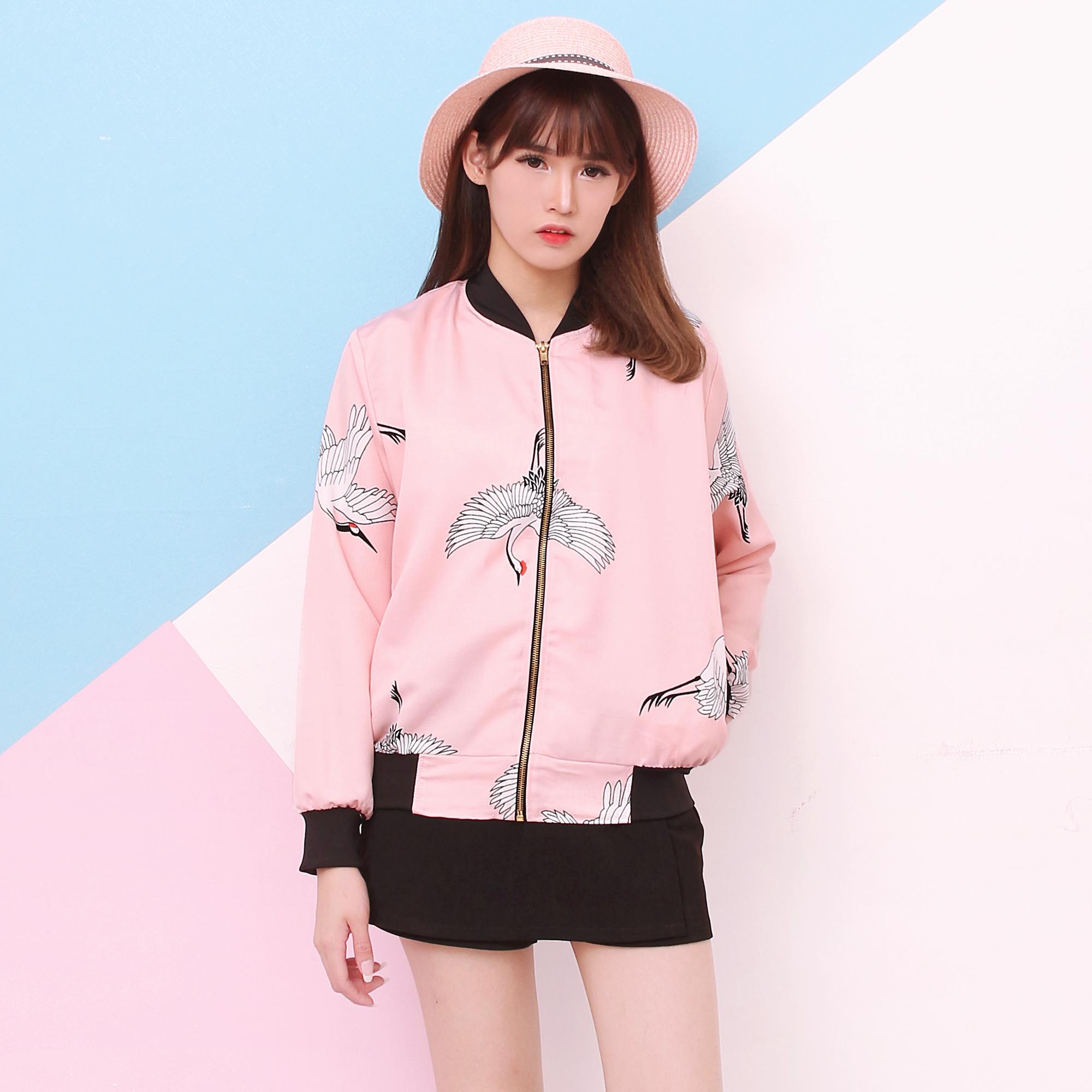 LEMONE Tumblr Tee Kaos Cewe Premium Jaket Bomber Wanita - Pink