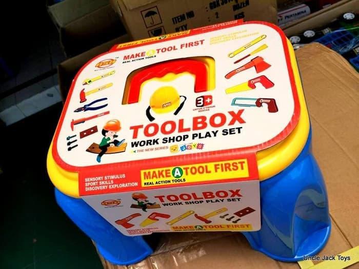 Mainan Edukasi Anak Alat Perkakas Tukang - Tools Set Plus Kursi