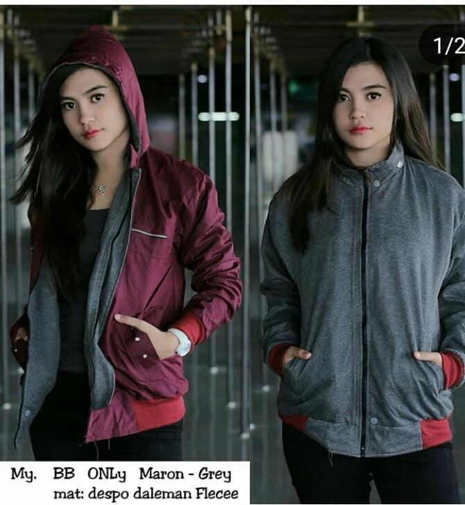 Jaket parka parasut bolak balik wanita