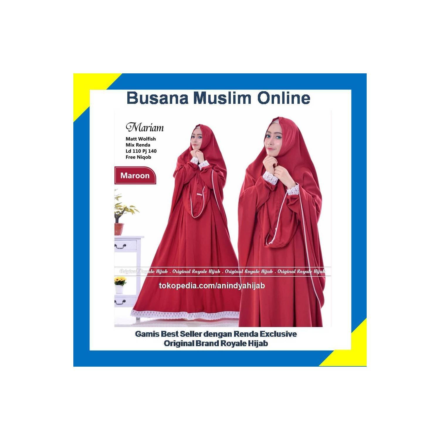 Busana Muslim Online : Mariam Syari Royale Hijab - Maroon, XL