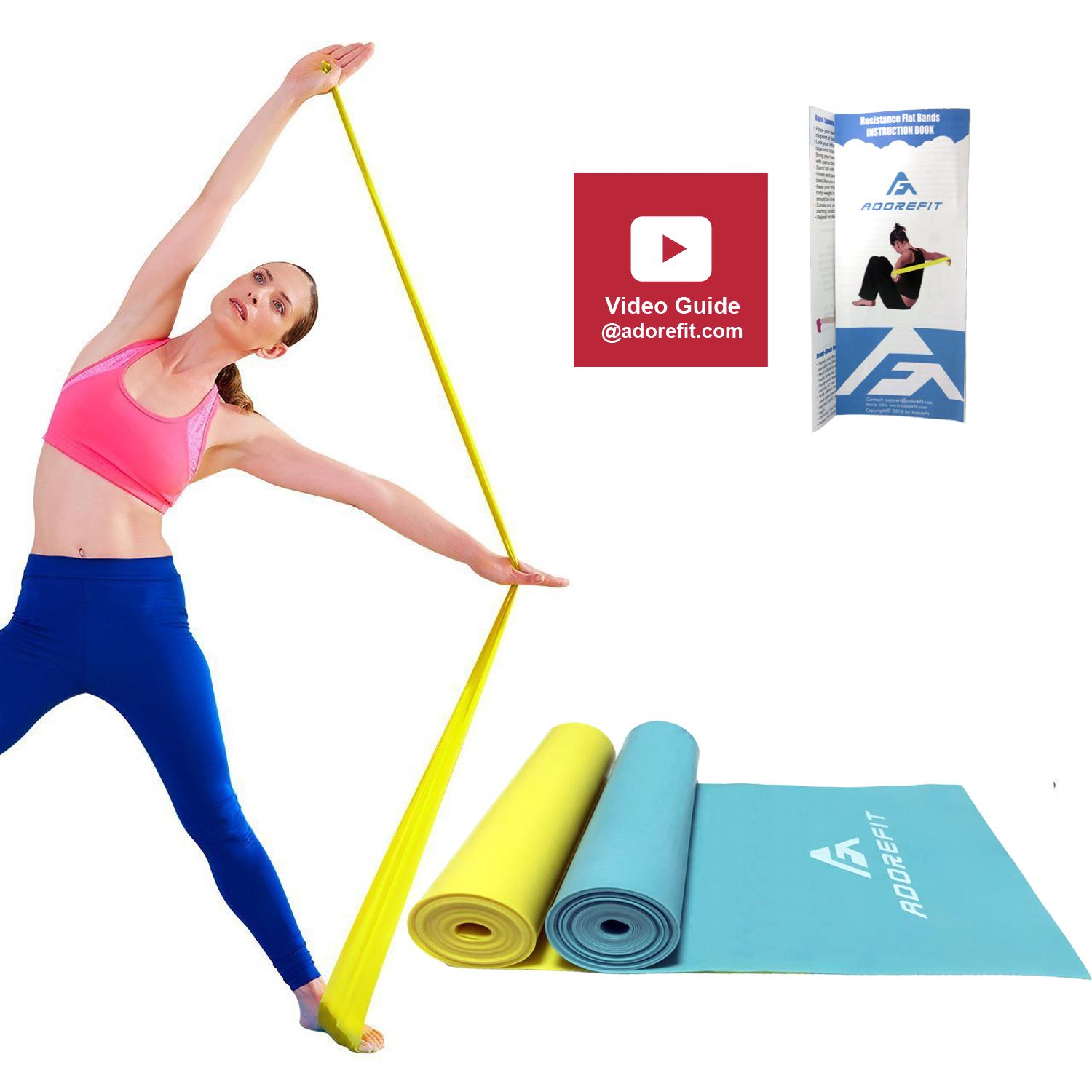 Adorefit 2 M Panjang 15 Cm Lebar Gelang Olahraga Tahan Lama-100% Nature LaTeX Datar Rumah Gedung Olahraga Kebugaran Band untuk Terapi Fisik pilates, Peregangan Yoga, Kekuatan Latihan Olahraga dengan Cetak Petunjuk Instruksi dan Video Panduan
