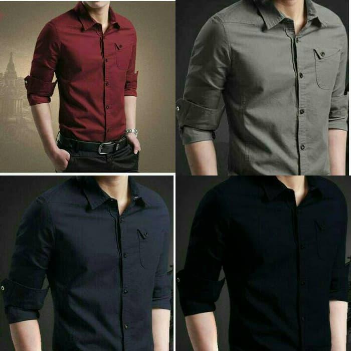 HARGA DISKON!!! Hem Miller OT Kemeja Pria slim fit Kemeja Formal Casual - Hitam - rbKkWh