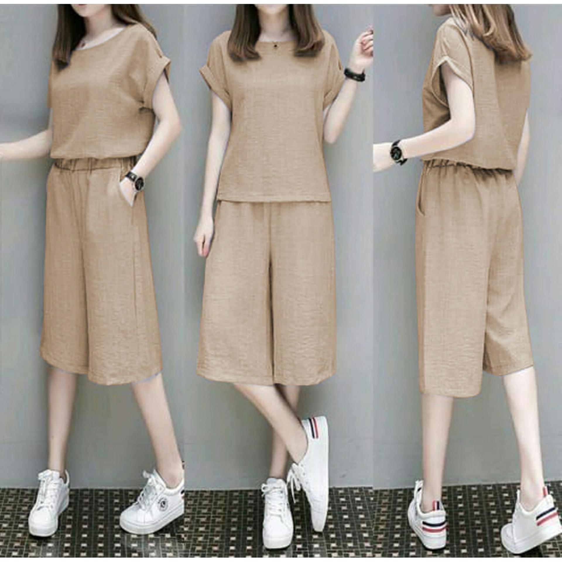 trendshopee Pakaian Wanita Setelan Berta Blouse Dan Celana Pendek