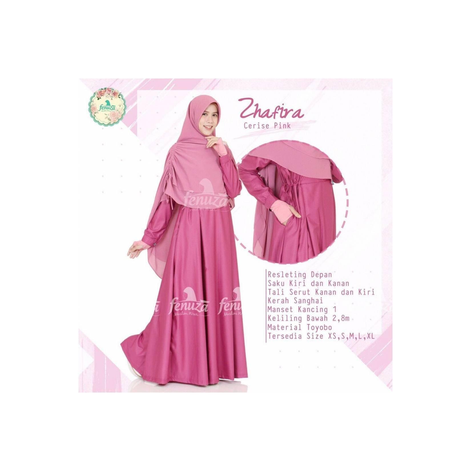 BEST SELLER ORIGINAL Gamis Fenuza Muslim Wear Zhafira Cerise Pink baj