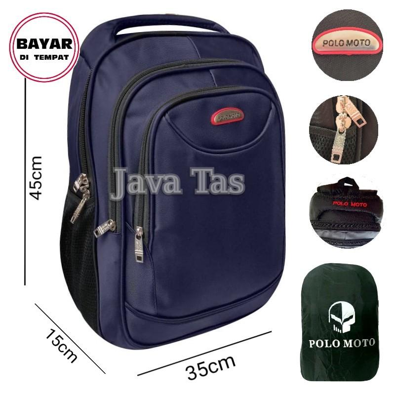 Polo Moto Tas Ransel Laptop Java Tas Ransel Pria Tas Ransel Wanita Tas Laptop Tas Laptop Murah Tas Punggung Tas Kerja Tas Kuliah Tas Ransel Laptop Import Navy+ Raincover