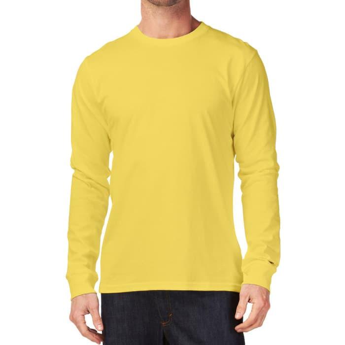 NEW KAOS POLOS PRIA KATUN COMBED 30s LENGAN PANJANG WARNA KUNING TERLARIS
