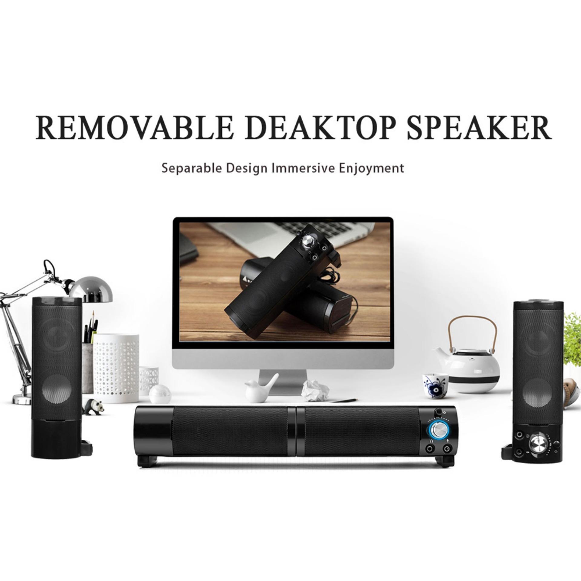 Smalody suara Bar Speaker USB pengisian Portable HIFI Speaker telepon Smart untuk Speaker Multimedia Desktop komputer Laptop Removable 2.0