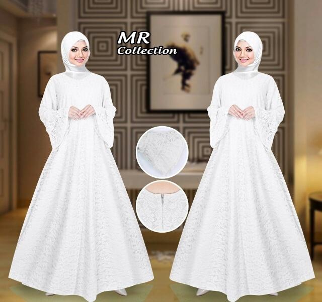 Gamis Wanita Terbaru BAJU BUSANA MUSLIM GAMIS HAFSYAH SYARI PUTIH JUMBO BRUKAT NO PASMINA .