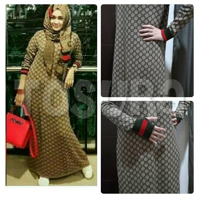 LIMITED EDITION Gamis rajut Gucci Guci 2 in 1 Roundhand Import / maxy dress rajut tebal 2in1 (Cream)