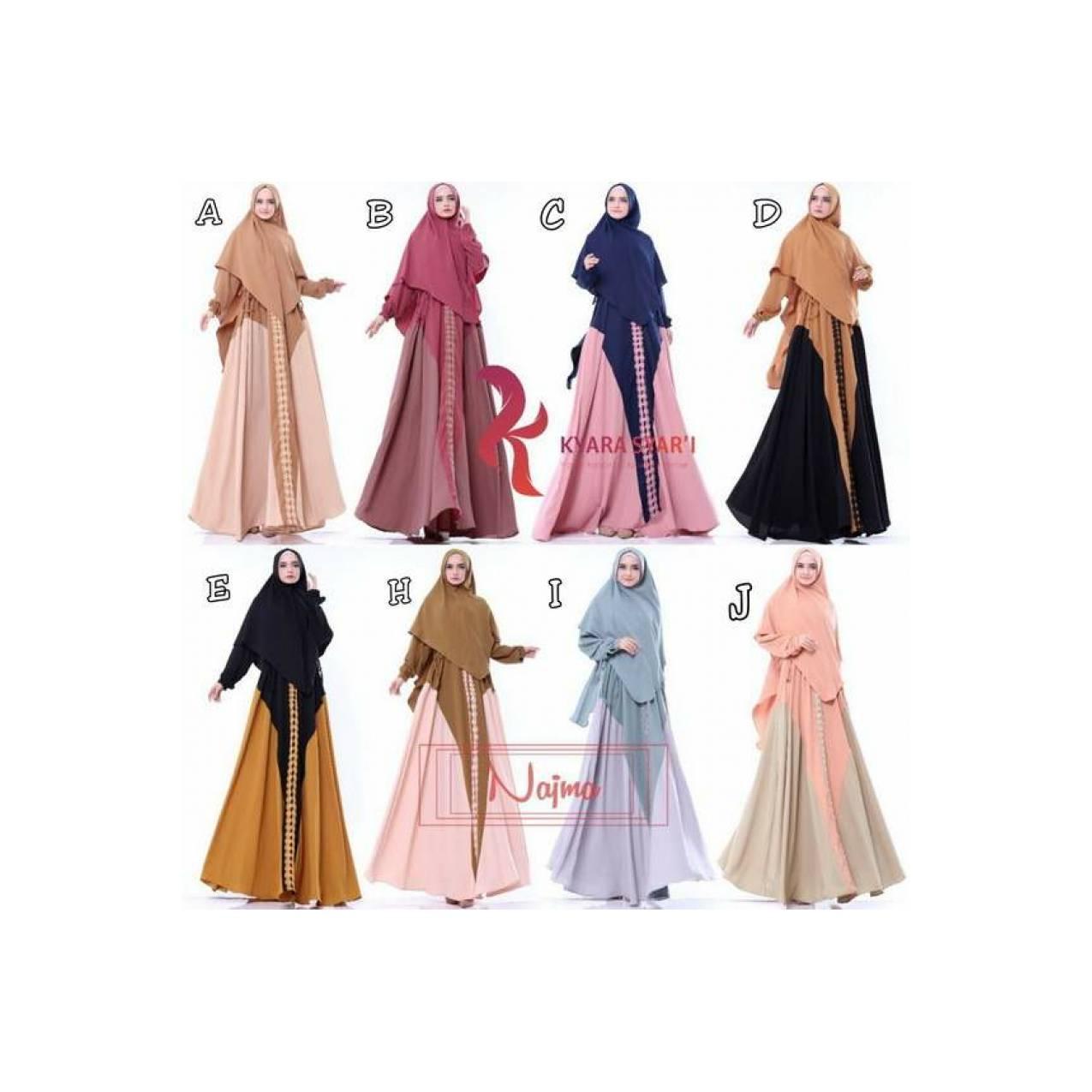 NAJMA ORIGINAL BRANDED BY KYARA - GAMIS BUSUI ELEGAN CREPE POLOS KOMBI