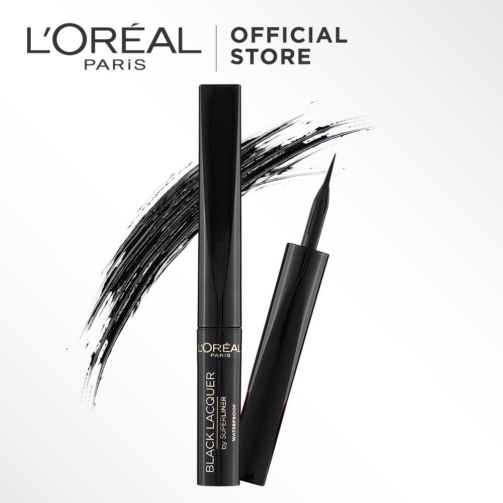 L'Oreal Paris Super Liner Black Lacquer Eyeliner - by L'Oreal Paris Makeup | Eye Liner Loreal Hitam Cair / Liquid Waterproof Tahan Air Smudgeproof Long Lasting Tahan Lama Pigmented Intens