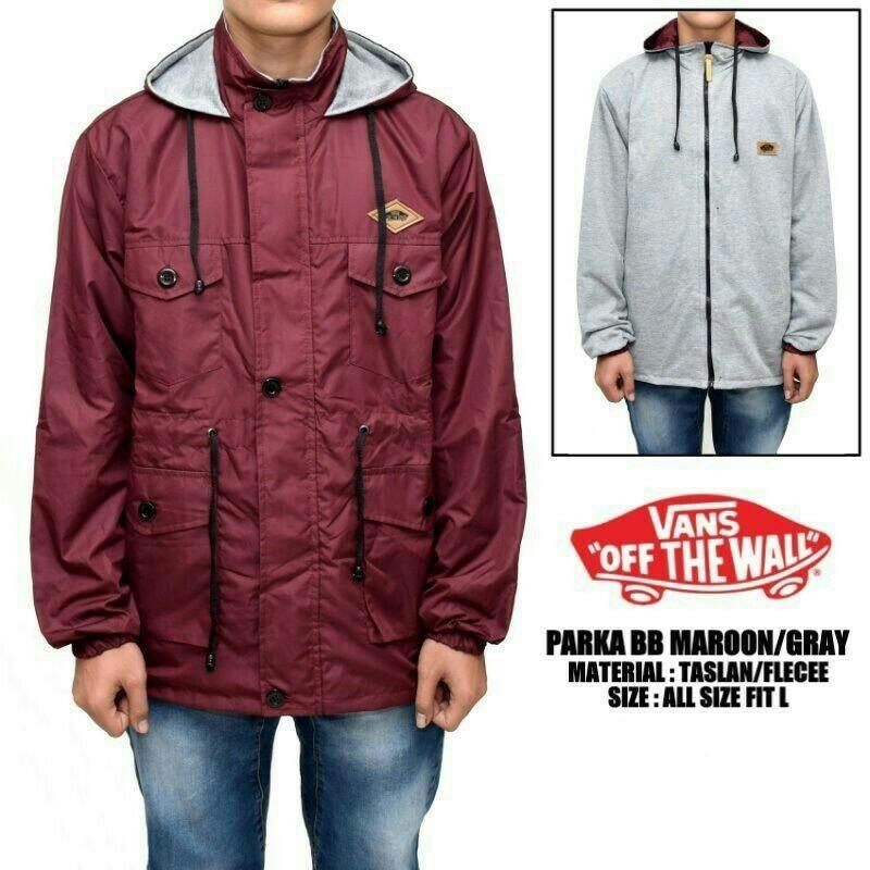 Jaket Parka Bolak Balik bahan Taslan/Flecee