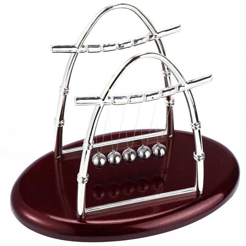 Pajangan Meja Pendulum Newton Model Arched Ukuran S dan M Dekorasi Interior Rumah Ruang Kerja Work Room 5 Cradle Ball Bola Gantung Stainless Physics Science Hadiah Kado Unik Birthday Gift Mainan Table Display Aksesoris Penghias Meja s8817 - Brown