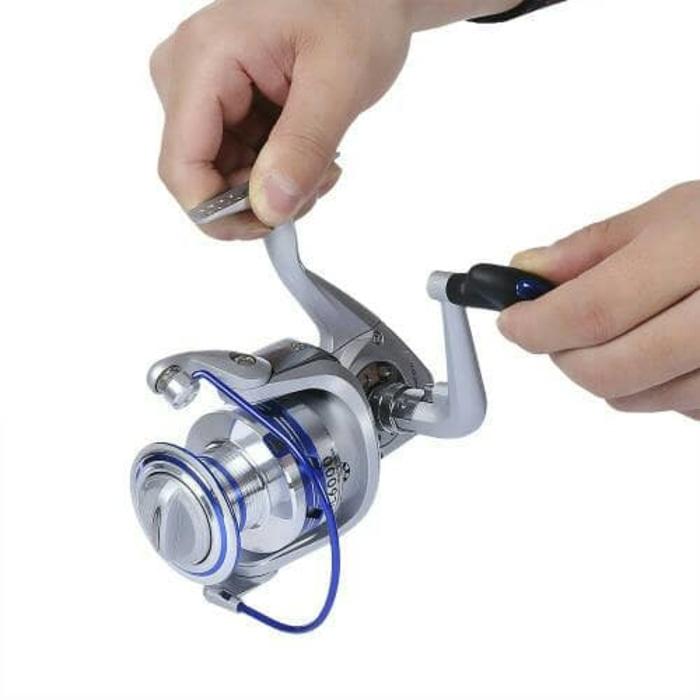Reel YUMOSHI AL6000 12BB Silver Blue / Reel Pancing Laut Yumoshi