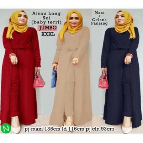 SUPPLIER GROSIR 15524 BAJU STELAN SETELAN LENGAN PANJANG MAXI MAXY WANITA JUMBO CEWEK REMAJA DEWASA FASHION MUSLIMAH MODERN WARNA MAROON CREAM NAVY MURAH KEKINIAN BAHAN BABYTERRY