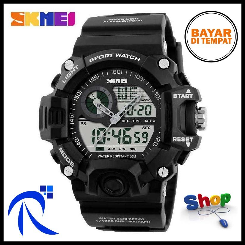 SKMEI S-Shock Men Sport LED Watch Water Resistant 50m AD1029 Jam Pria - Red / Merah / Arme Green / Hijau Army / Camouflage / Kamuflase / Blue / Biru / Black / Hitam Jam Tangan Cowo Cowok Sporty Trendy Stylish Berkualitas Original FREE ONGKIR