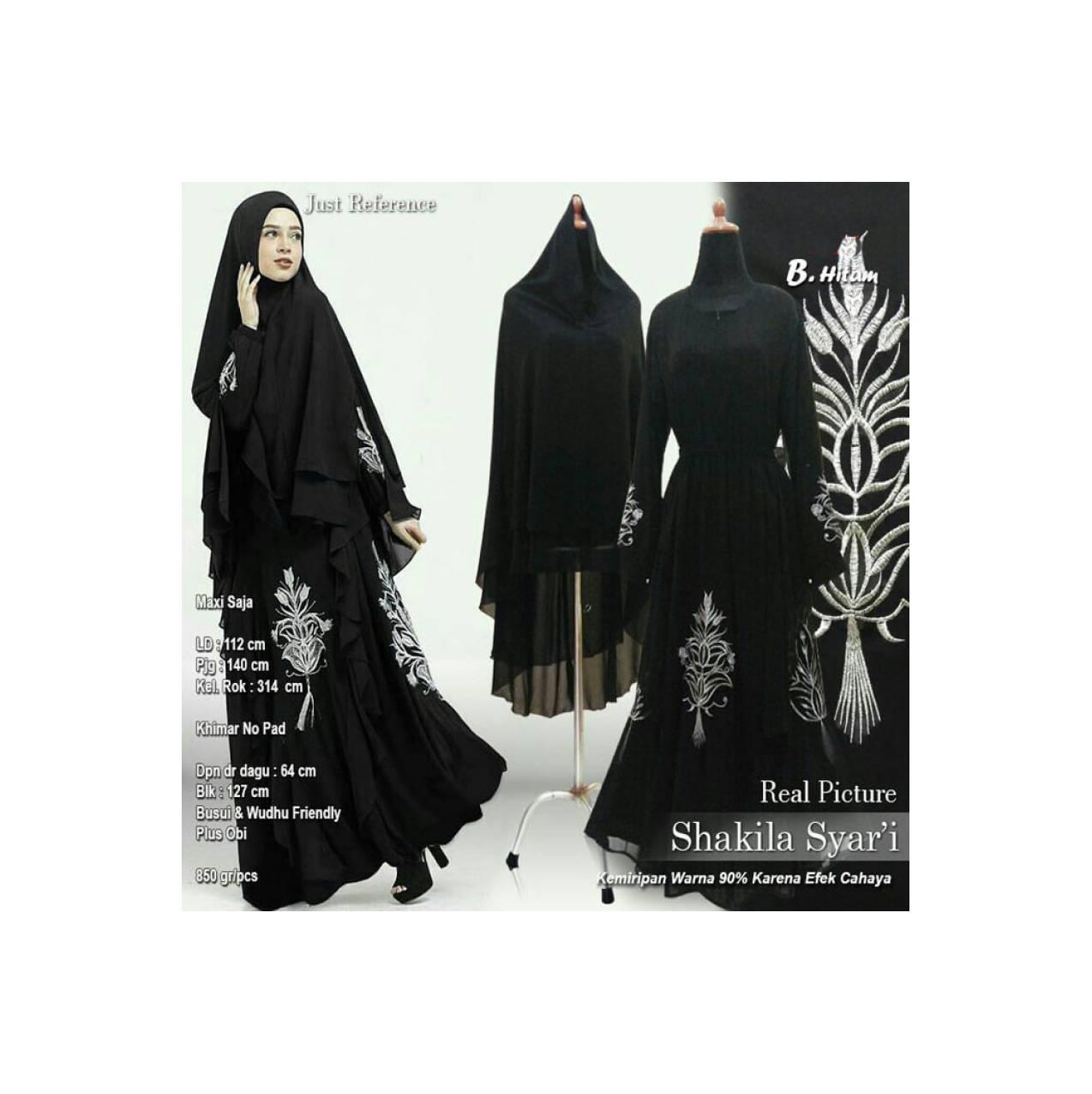 Baju Pengantin Muslimah 120165 GAMIS WANITA SHAKILA SYARI HITAM
