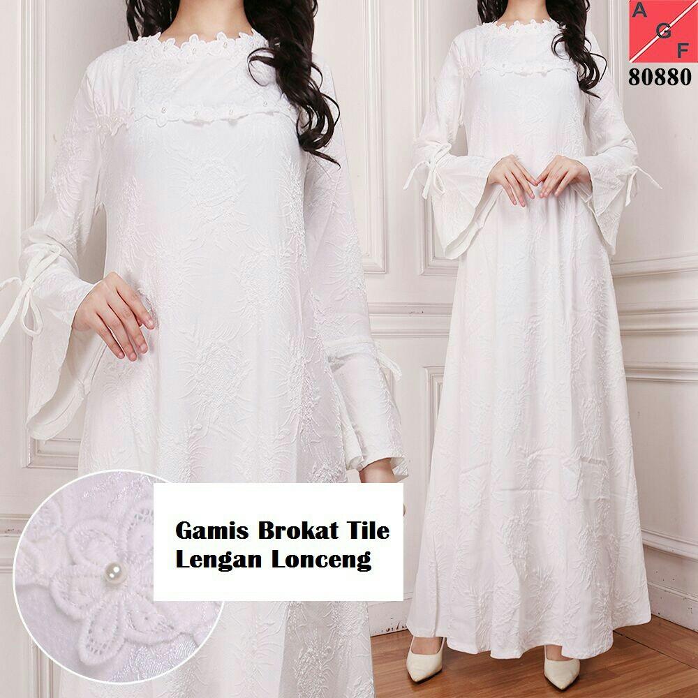 Gamis Brokat Brukat gamis putih Untuk lebaran pesta haji umroh