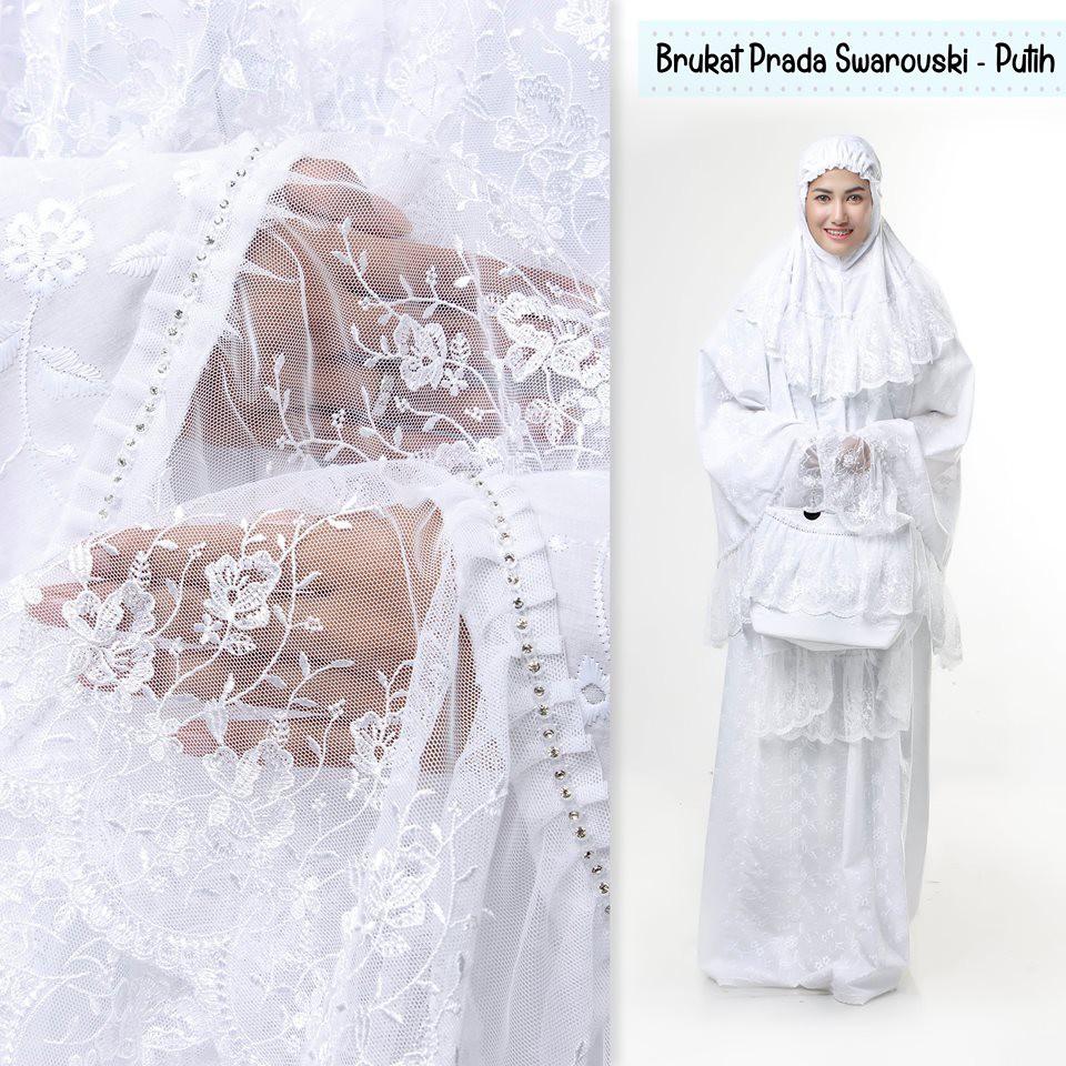 MUKENA DEWASA EXCLUSIVE/MAHAR PENGANTIN PRADA BRUKAT SWAROSKI (ABU)