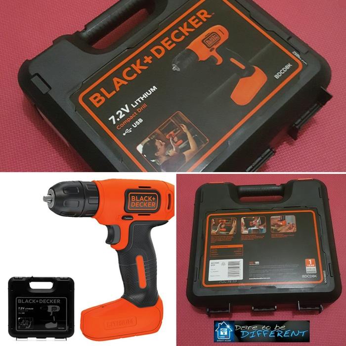 BEST SELLER - Mesin Bor BATERE Cordless 7.2V Li ion Drill Kit set BLACK DECKER