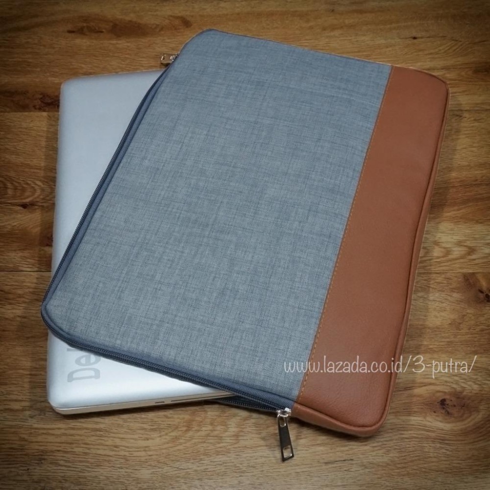 Sarung Laptop / Sleeve Case / Tas Laptop / Softcase Laptop ( 3P Kanvas Sleeve case Laptop ) - Layar 14.1 inci ( Grey )