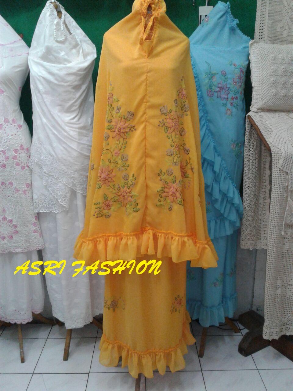 Mukena sulam bayang warna kuning raja