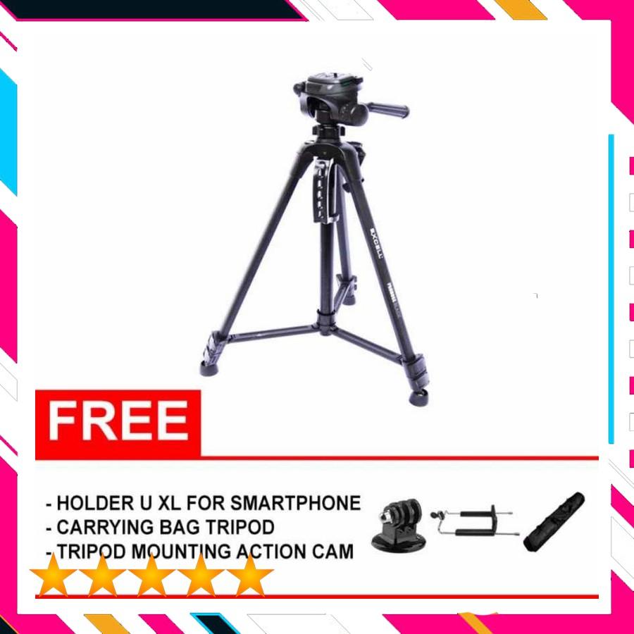 Tripod/Monopod/Tongsis/Stabilizer Kamera bukan Weifeng/Yunteng Excell Tripod Promoss - Black Edition ( Free Aksesories Lengkap )