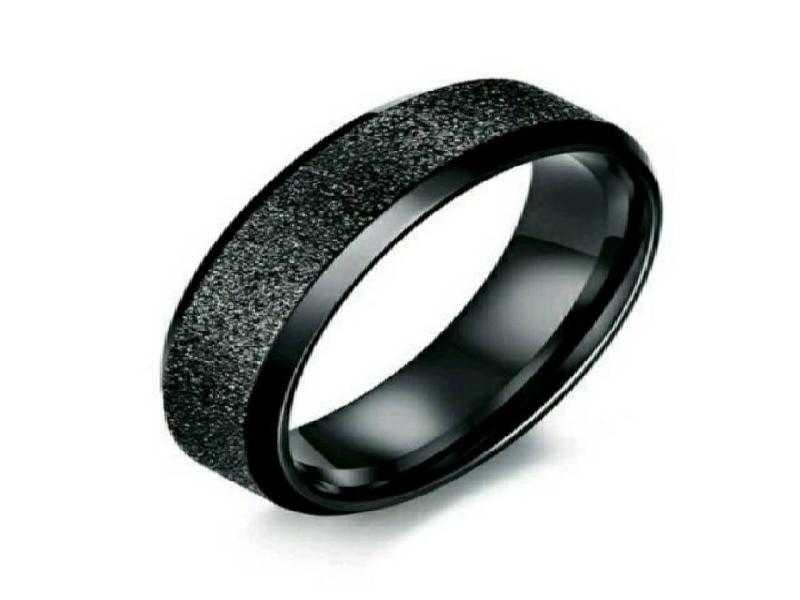 Cincin Couple Titanium Black Grafir Pasir Anti Karat Selamanya..... Zena_Shop