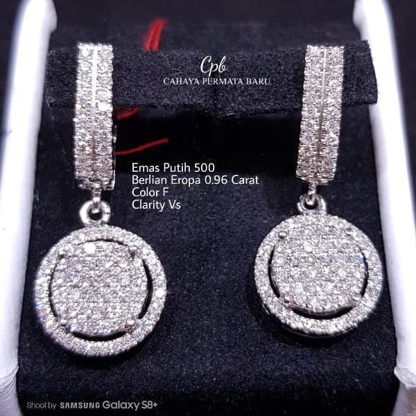 Anting Emas 18k Berlian Eropa Putih Asli Fashion Murah Meriah C291
