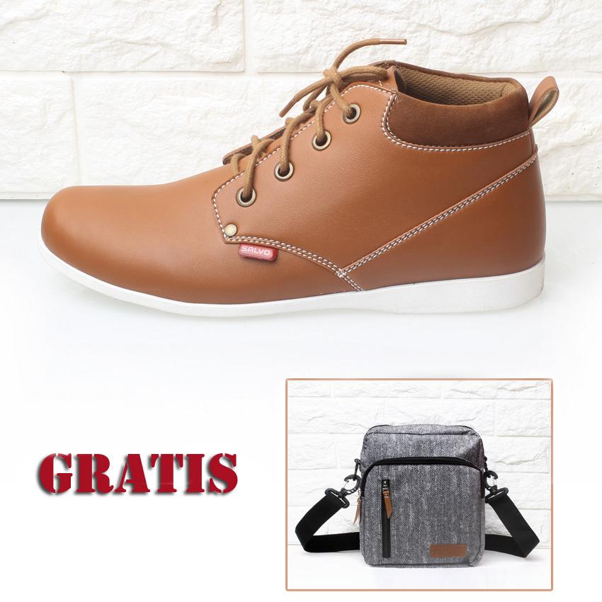 Salvo sepatu kets sneakers dan kasual pria / sepatu kasual kanvas / sepatu sneaker pria / sepatu pria / sepatu sneaker murah /sepatu pria casual /sepatu pria kasual / sepatu pria kulit / sepatu pria murah BOT (hitam dan tan) FREE tas messenger pria SV44