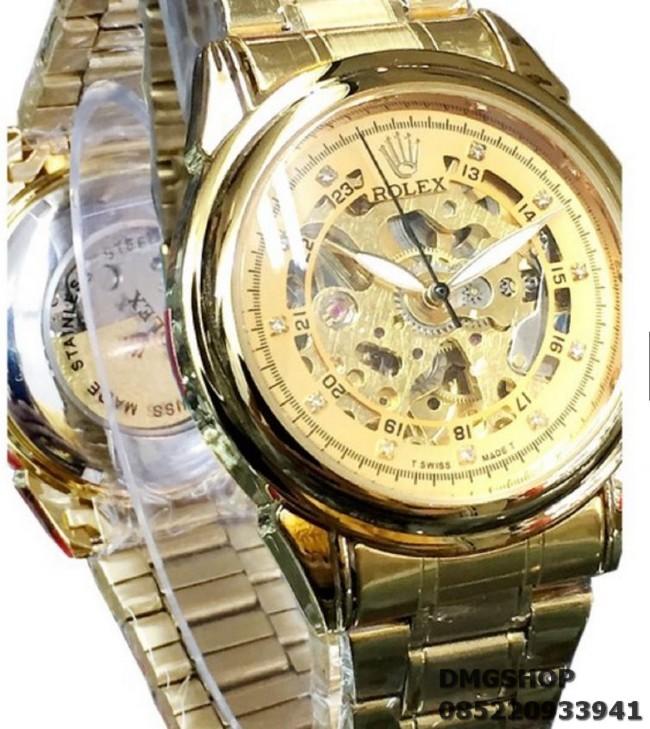 JAM TANGAN PRIA ROLEX AUTOMATIC FULL GOLD 1 RANTAI ANTI AIR TERBARU 2018