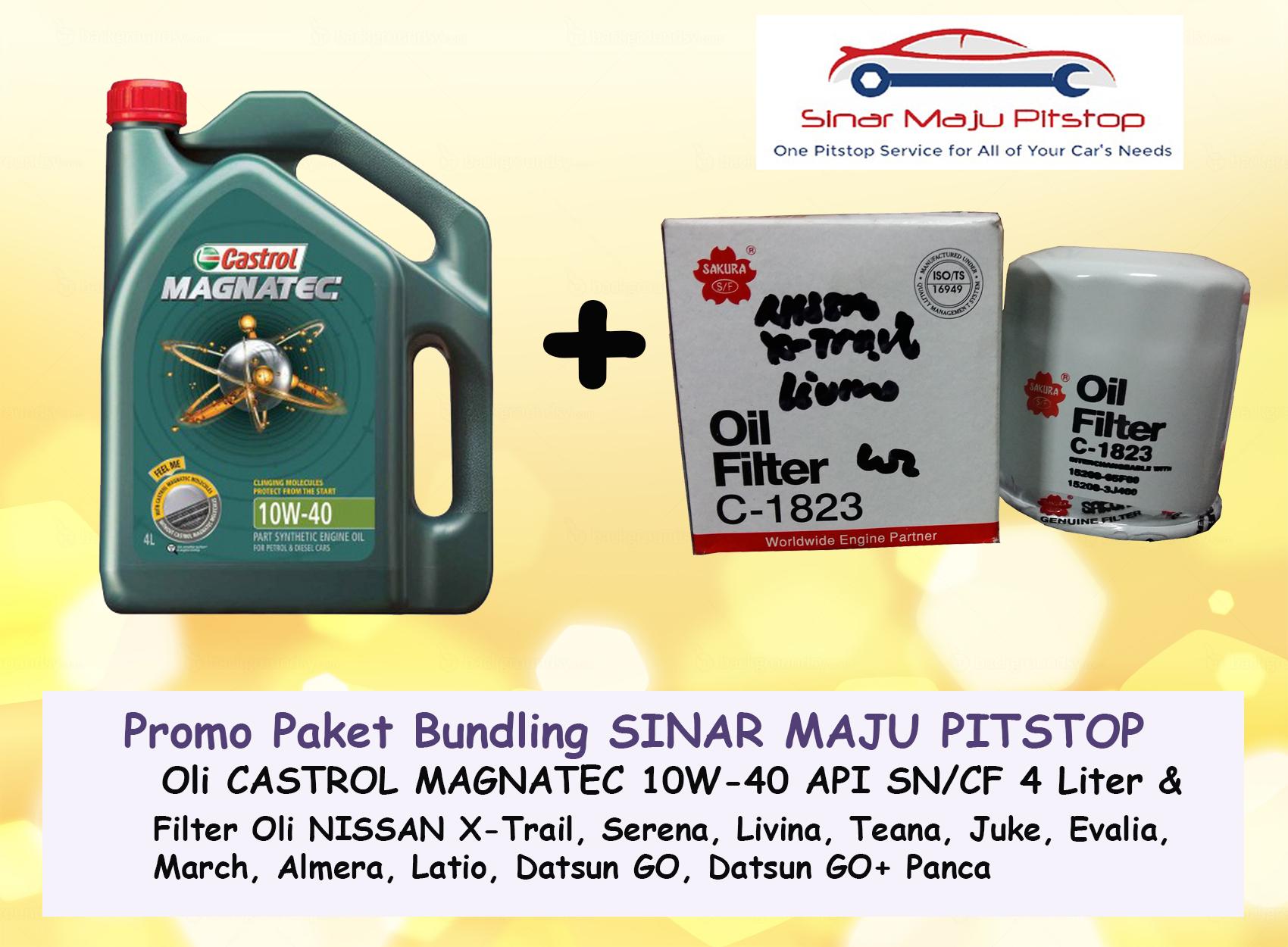 Paket Bundling Oli CASTROL MAGNATEC 10W-40 API SN 4 LITER & Filter Oli NISSAN JUKE ORIGINAL